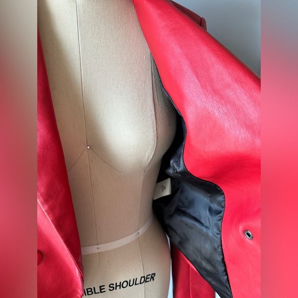 Avec Les Filles Red Vegan Leather Blazer NEW - Picture 5 of 9